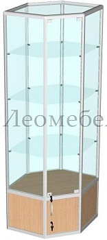 ВА-253 Витрина из алюминиевого профиля с накопителем (угловая) к ВА-250,251 цвет Дуб сонома